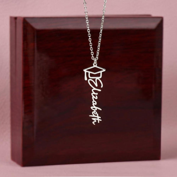 Happy Graduation, I am so proud of you  - Graduation Cap Name Necklace