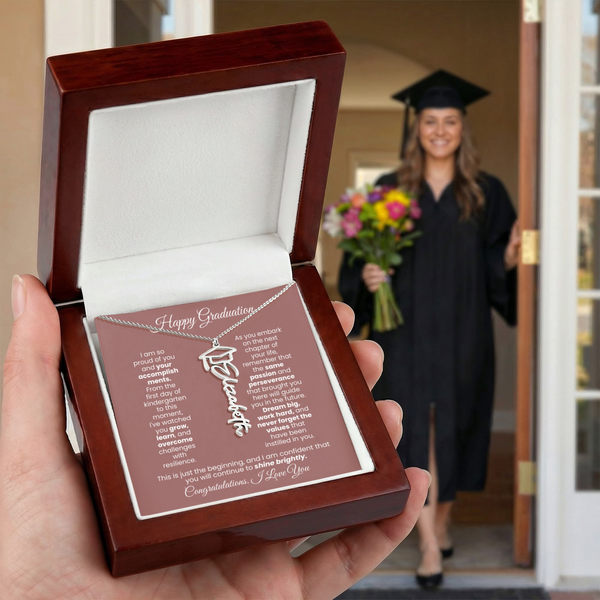 Happy Graduation, I am so proud of you  - Graduation Cap Name Necklace