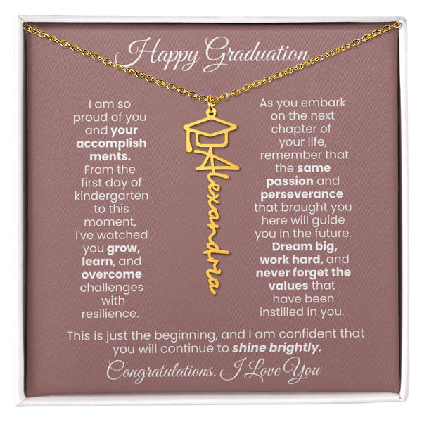 Happy Graduation, I am so proud of you  - Graduation Cap Name Necklace