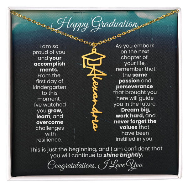 Happy Graduation, I am so proud of you  - Graduation Cap Name Necklace ( Almost Gone )