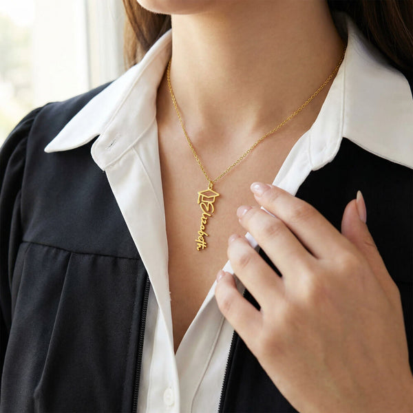 Happy Graduation, I am so proud of you  - Graduation Cap Name Necklace