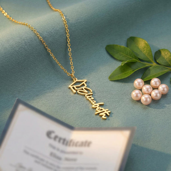 Happy Graduation, I am so proud of you  - Graduation Cap Name Necklace