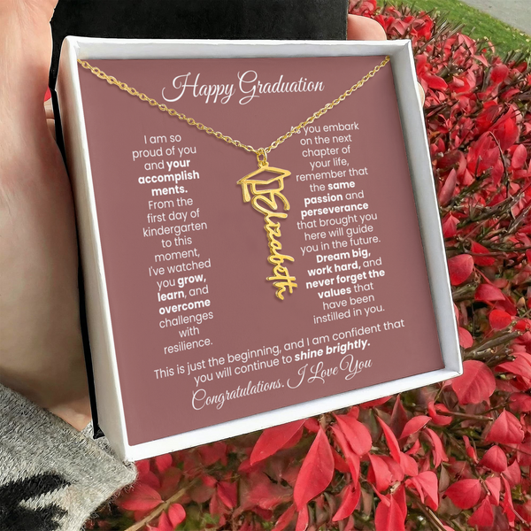 Happy Graduation, I am so proud of you  - Graduation Cap Name Necklace