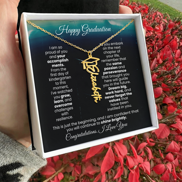 Happy Graduation, I am so proud of you  - Graduation Cap Name Necklace ( Almost Gone )