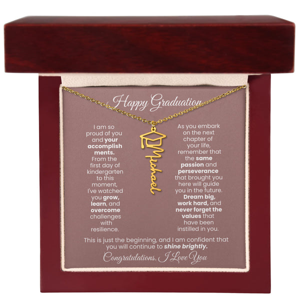 Happy Graduation, I am so proud of you  - Graduation Cap Name Necklace