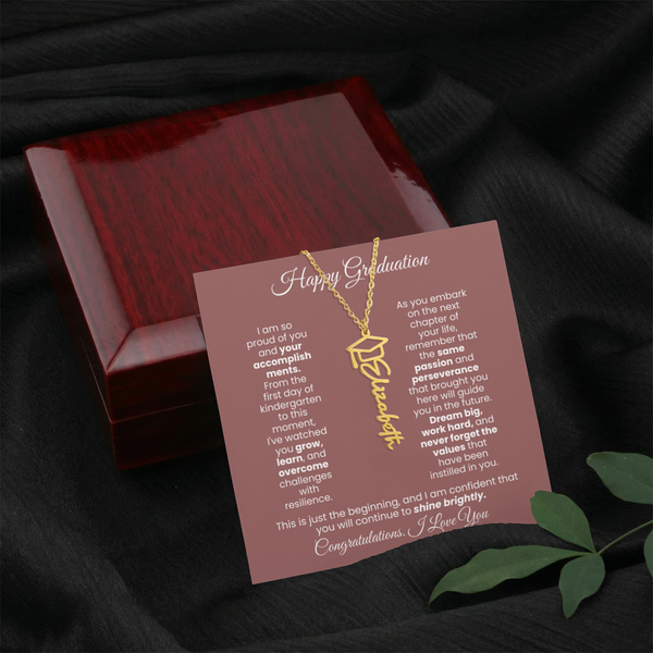 Happy Graduation, I am so proud of you  - Graduation Cap Name Necklace