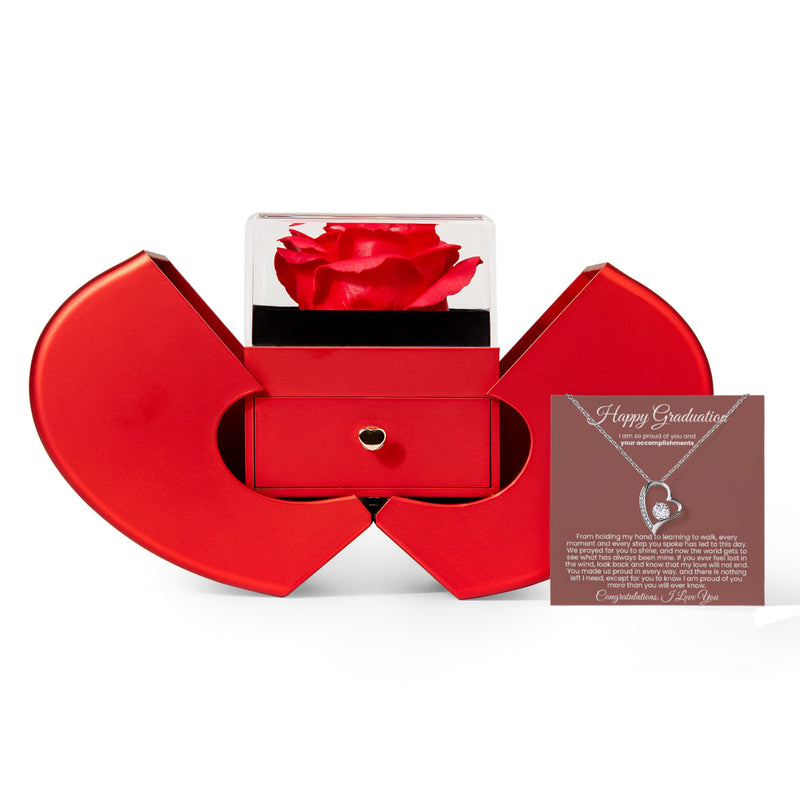 Happy Graduation, You made us proud in every way -  Red Heart Rose Box