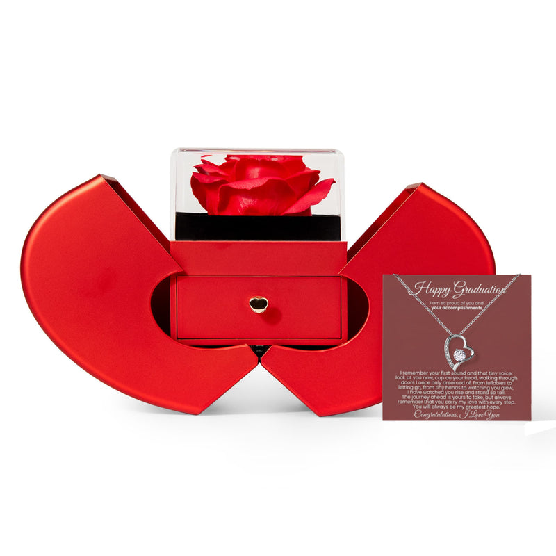Happy Graduation, I have watched you rise and stand so tall - Red Heart Rose Box