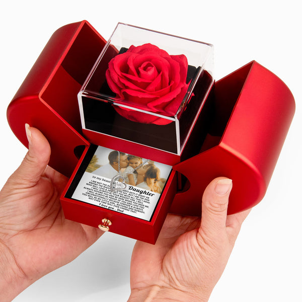 To My Beautiful Daughter,I will always be your biggest fan - my little girl - Heart Rose Box - Personalized