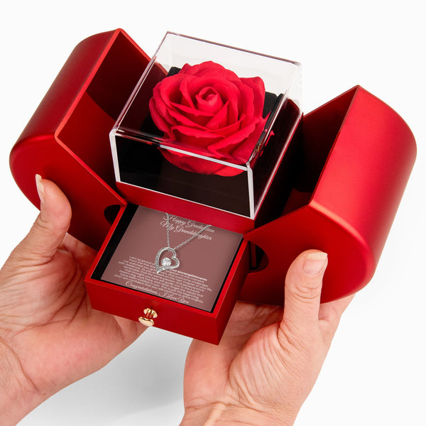Happy Graduation My Granddaughter, I am so proud of you and your accomplishments - Red Heart Rose Box