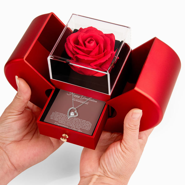 Happy Graduation, You made us proud in every way -  Red Heart Rose Box