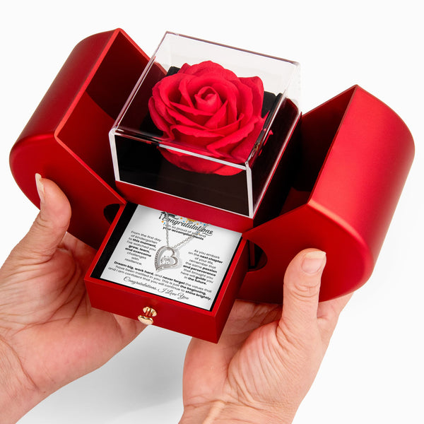 Happy Graduation, Dream big, work hard ( Almost Gone ) - Red Heart Rose Box