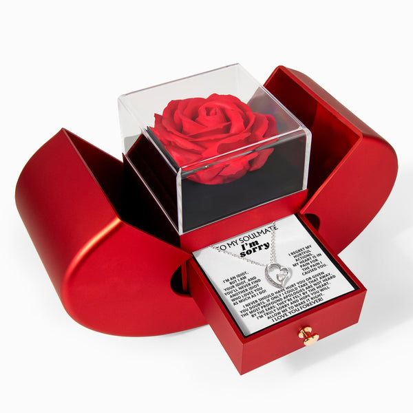 To My Soulmate - I'm Truly Sorry - Forever Love - Red Heart Rose Box