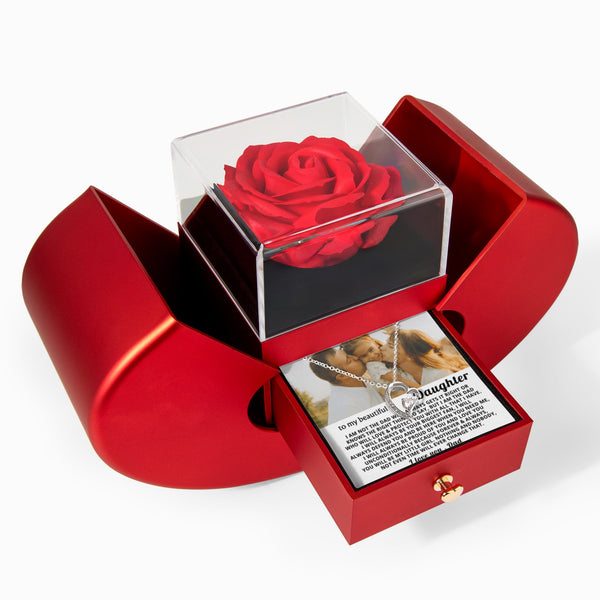 To My Beautiful Daughter,I will always be your biggest fan - my little girl - Heart Rose Box - Personalized