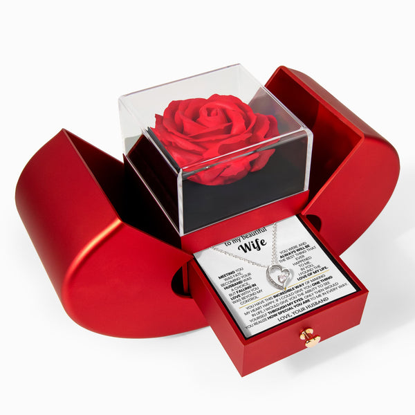 TO MY WIFE - My heart happy - Forever Love - Red Heart Rose Box