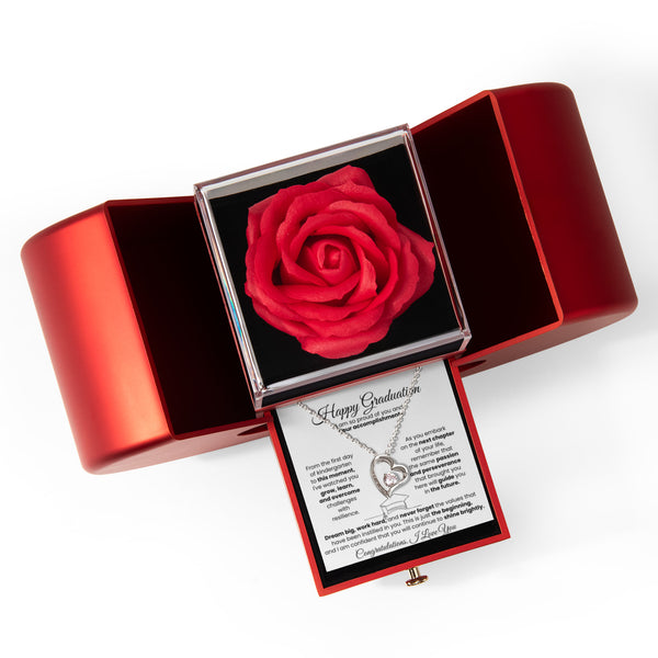 Happy Graduation, Dream big, work hard - Red Heart Rose Box