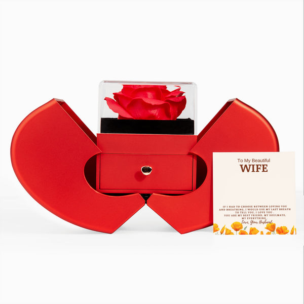 To My Wife - If I Had To Choose Between Loving You And Breathing - Forever Love - Red Heart Rose Box