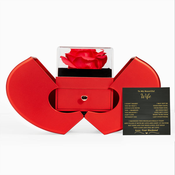To My Beautiful Wife - I can't live without you -  Forever Love - Red Heart Rose Box
