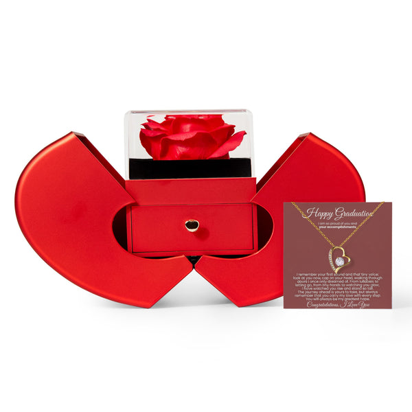 Happy Graduation, I have watched you rise and stand so tall - Red Heart Rose Box