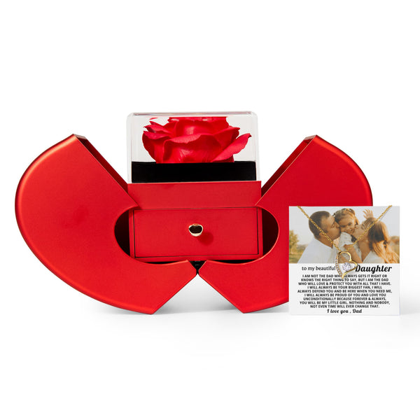 To My Beautiful Daughter,I will always be your biggest fan - my little girl - Heart Rose Box - Personalized