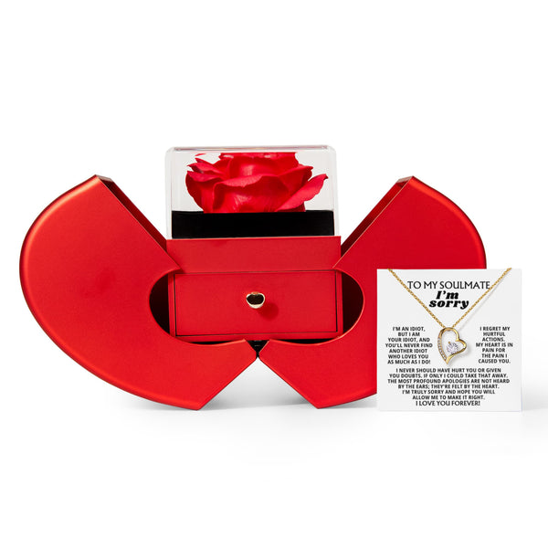 To My Soulmate - I'm Truly Sorry - Forever Love - Red Heart Rose Box