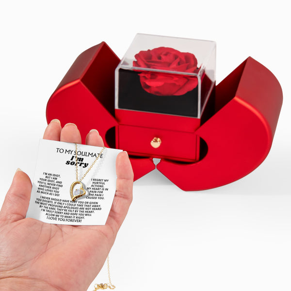 To My Soulmate - I'm Truly Sorry - Forever Love - Red Heart Rose Box