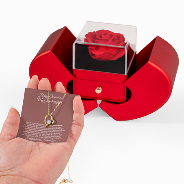Happy Graduation My Granddaughter, I am so proud of you and your accomplishments - Red Heart Rose Box