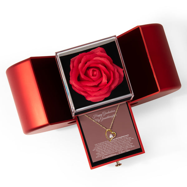 Happy Graduation My Granddaughter, I am so proud of you and your accomplishments - Red Heart Rose Box