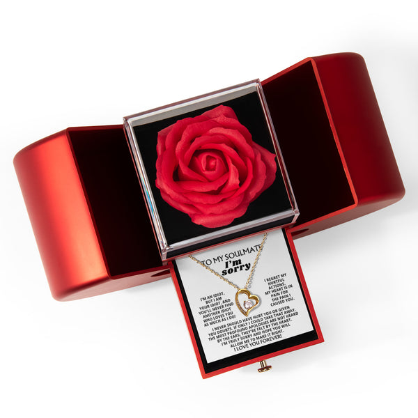To My Soulmate - I'm Truly Sorry - Forever Love - Red Heart Rose Box