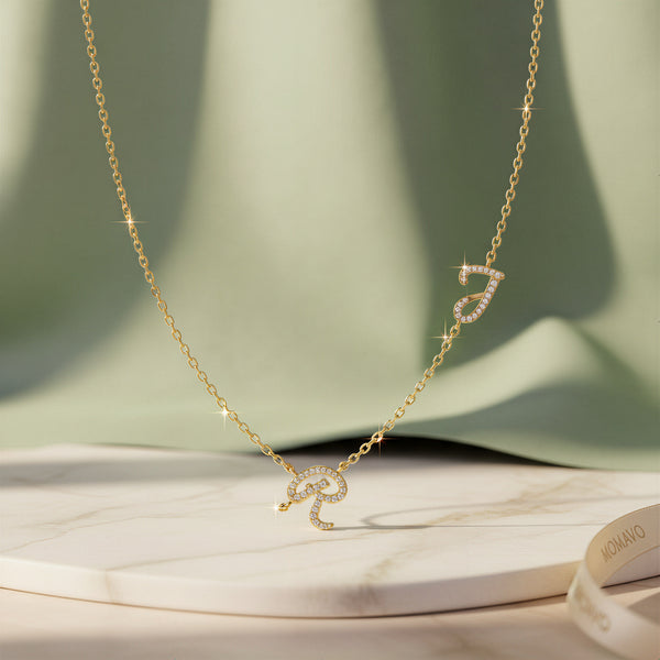 Initial Link Tilt Necklace | 18K Gold Plated