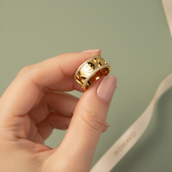 Charm Mark Personalized Ring | 18K Gold Plated