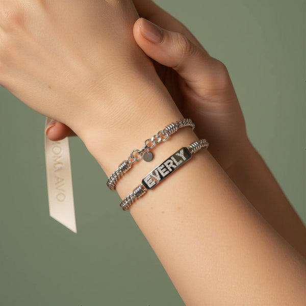 Pavé Letter ID Bar Bracelet | Silver