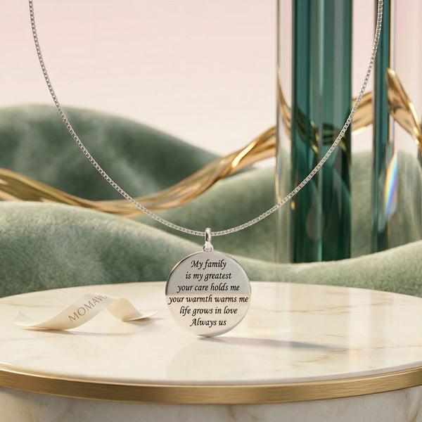 Carved Circle Personalized Necklace | Silver