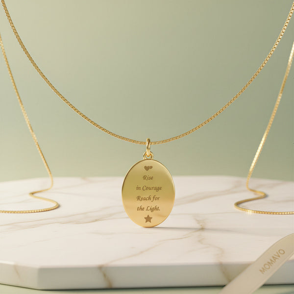 Oval Portrait Engraved Necklace | 18K Gold Plated