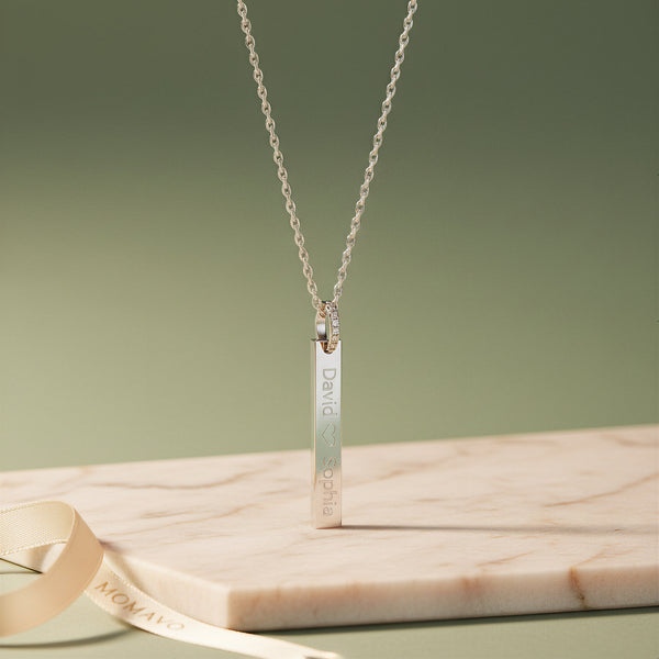 Engravable Rectangle Pendant Necklace | Silver