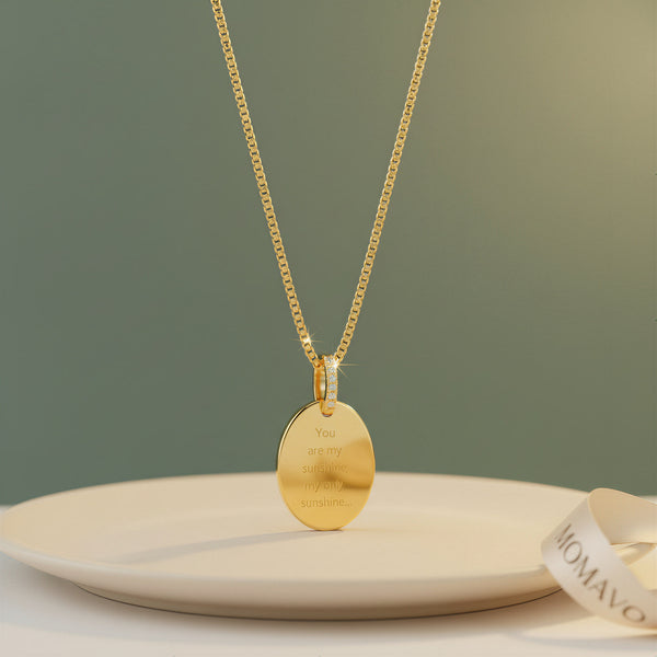 Oval Engravable Pendant Necklace | 18K Gold Plated