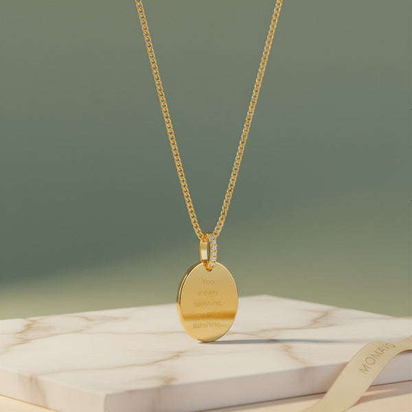Oval Engravable Pendant Necklace | 18K Gold Plated