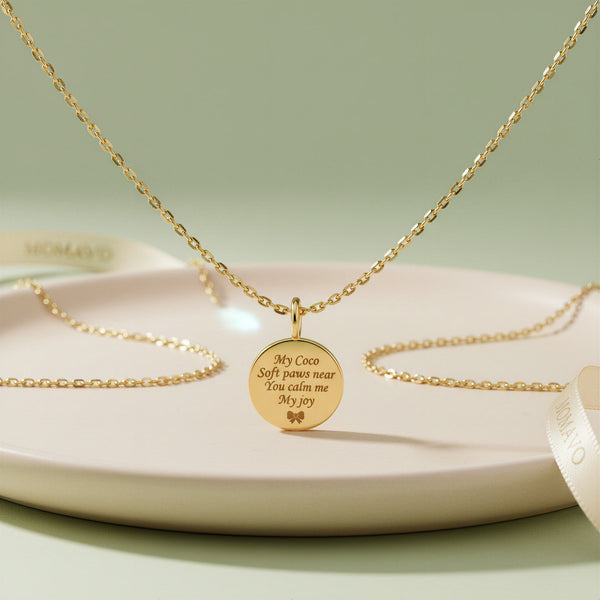 Carved Circle Pendant Necklace | 18K Gold Plated