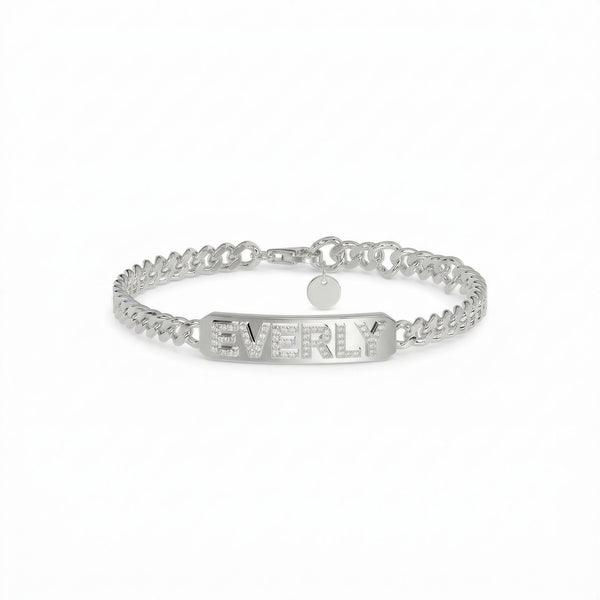 Pavé Letter ID Bar Bracelet | Silver