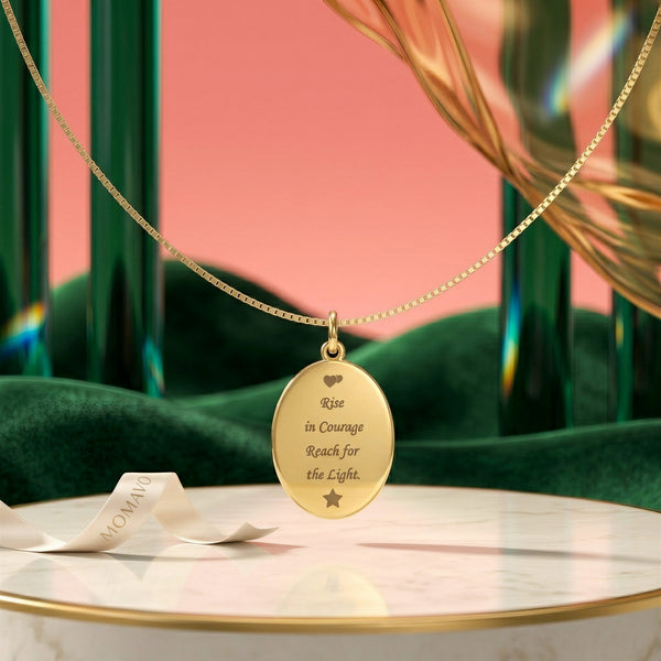 Oval Portrait Engraved Necklace | 18K Gold Plated