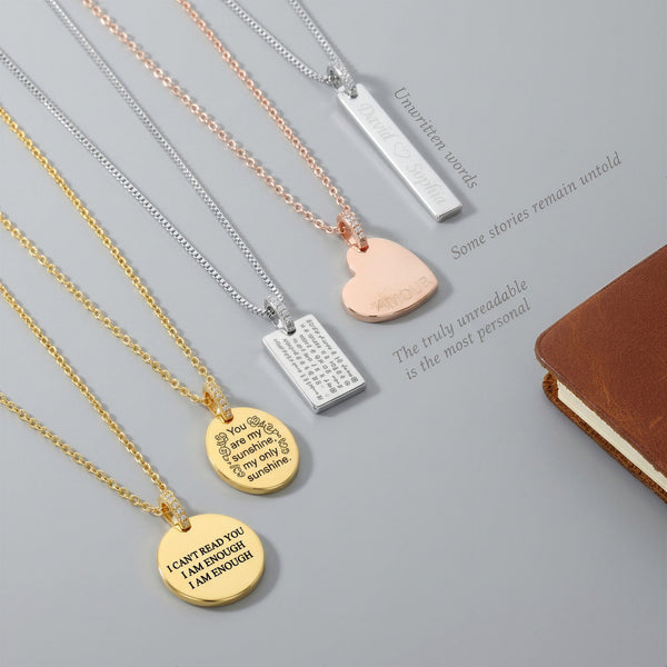 Oval Engravable Pendant Necklace | 18K Gold Plated