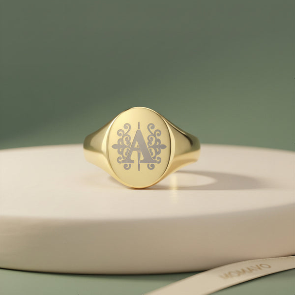 Oval Monogram Ring | 18K Gold Plated