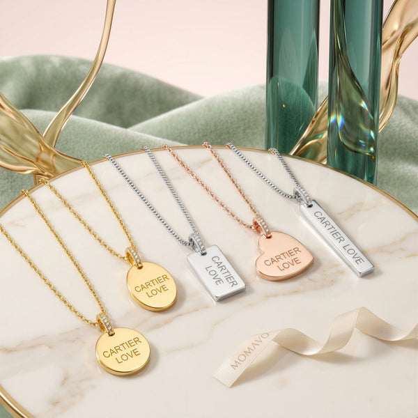 Engravable Rectangle Pendant Necklace | Silver
