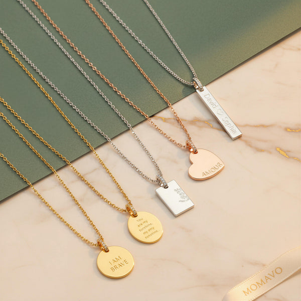 Engravable Rectangle Pendant Necklace | Silver