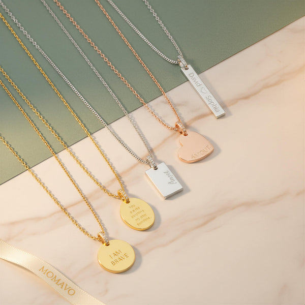Engravable Rectangle Pendant Necklace | Silver