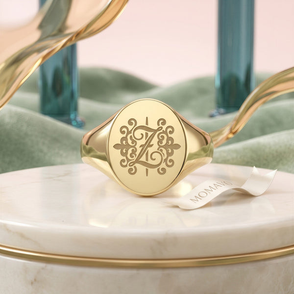 Oval Monogram Ring | 18K Gold Plated