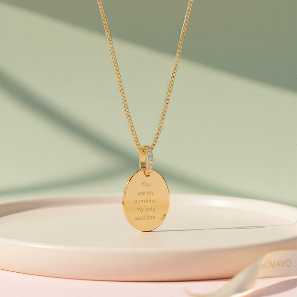 Oval Engravable Pendant Necklace | 18K Gold Plated