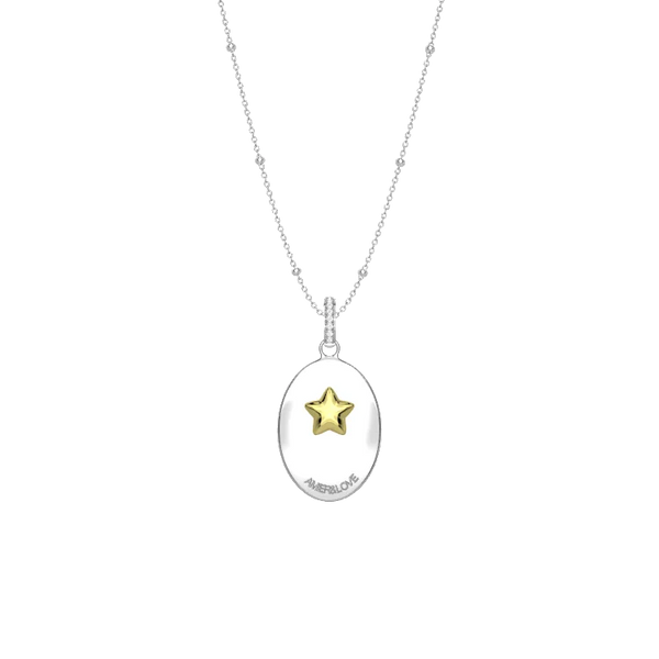 Paw Oval Pendant Necklace | 18K Gold Plated