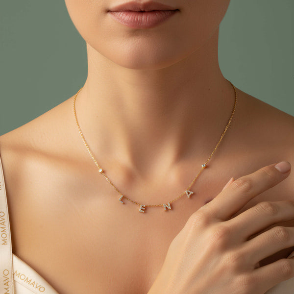 Monogram Letter Necklace | 18K Gold Plated