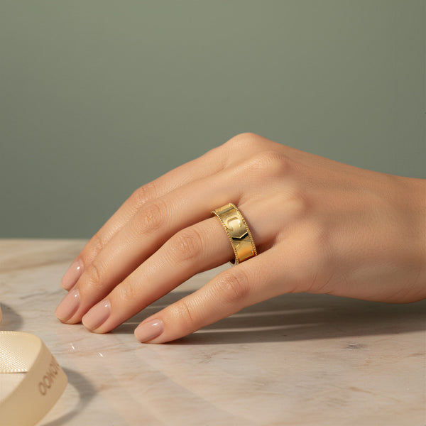 Milgrain Charm Ring | 18K Gold Plated